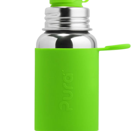 Pura sportfles RVS 550 ml + groene sportdop + groene sleeve