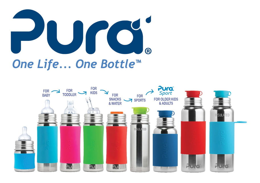 Pura thermos rietjesfles RVS 260 ml + silicone rietje + silicone reisdop + rose sleeve