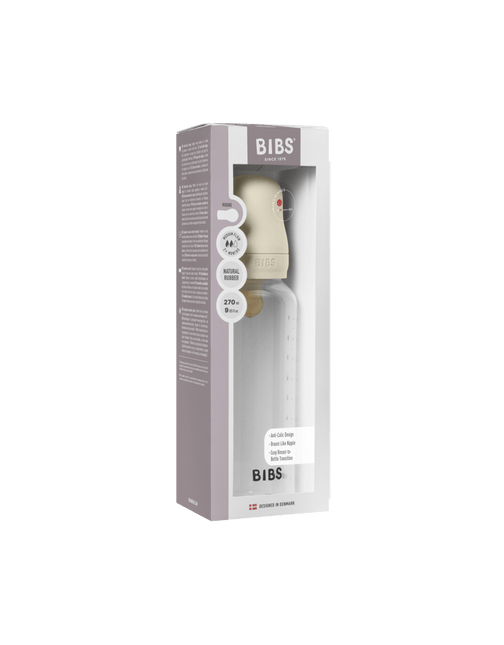 BIBS Baby Bottle Round Latex 1 pack 270 ml Medium Flow Ivory - BIBS - Babywinkel - 5713795265381