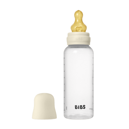 BIBS Baby Bottle Round Latex 1 pack 270 ml Medium Flow Ivory - BIBS - Babywinkel - 5713795265381