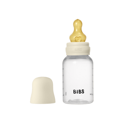 BIBS Baby Bottle Round Latex 2 pack 150 ml Slow Flow Ivory - BIBS - Babywinkel - 5713795265404