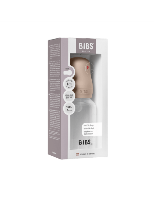 BIBS Baby Bottle Round Silicone 1 pack 150 ml Slow Flow Blush - BIBS - Babywinkel - 5713795265435