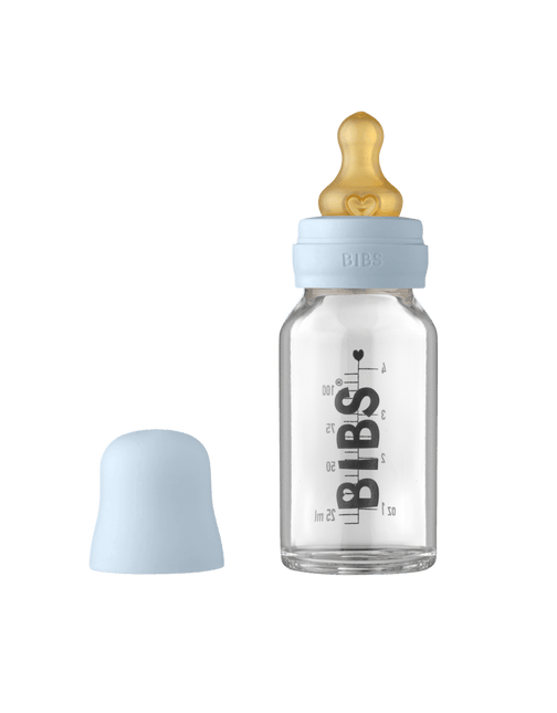 BIBS Babyfles Glas 110ml Baby Blue - BIBS - Babywinkel - 5713795238651