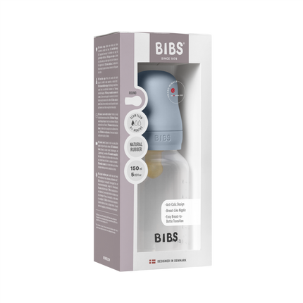 BIBS Biberón Látex Redondo 150ml Flujo Lento Bebé Azul