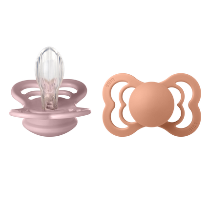 BIBS Chupete Tamaño 1 Silicona Rosa Ciruela/Melocotón 2pcs