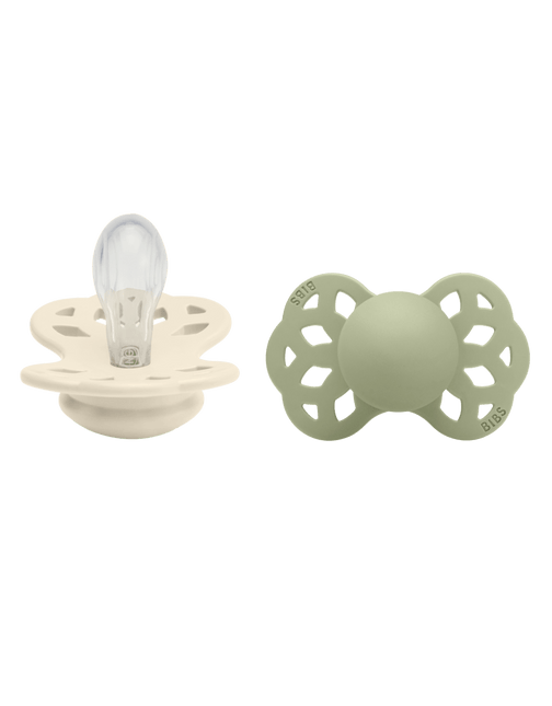 BIBS Speen Maat 1 Silicone Symmetrical Ivory/Sage 2st - BIBS - Babywinkel - 5713795246526