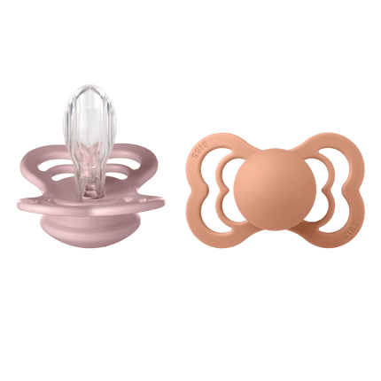 BIBS Speen Maat 2 Supreme 2 - Pack Silicone Pink Plum/Peach - BIBS - Babywinkel - 5713795221134