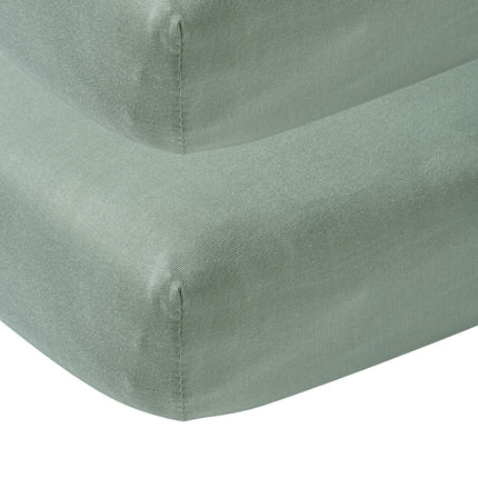 Meyco Sábana Ajustable Jersey Piedra Verde 70x140/150 cm 2pcs