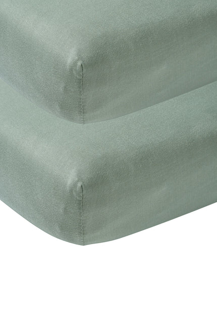 Meyco Sábana Ajustable Jersey Piedra Verde 70x140/150 cm 2pcs