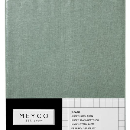 Meyco Sábana Ajustable Jersey Piedra Verde 60x120cm 2pcs