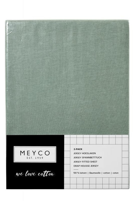 Meyco Sábana Ajustable Jersey Piedra Verde 60x120cm 2pcs