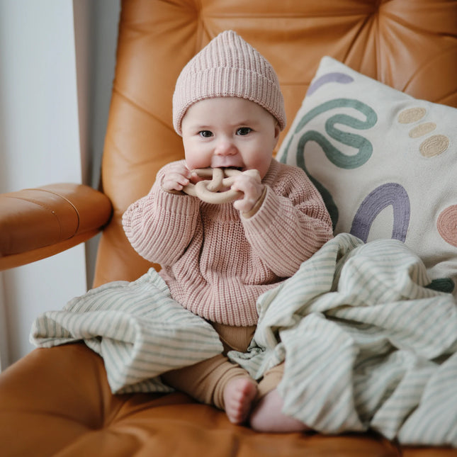 Gorro para bebé Mushie Chunky Knit Blush