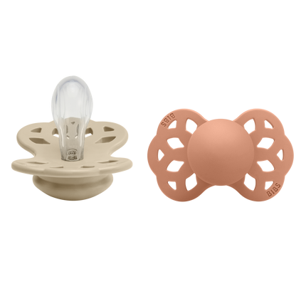 BIBS Chupete Tamaño 1 Silicona Simétrico Vainilla/Melocotón 2pcs