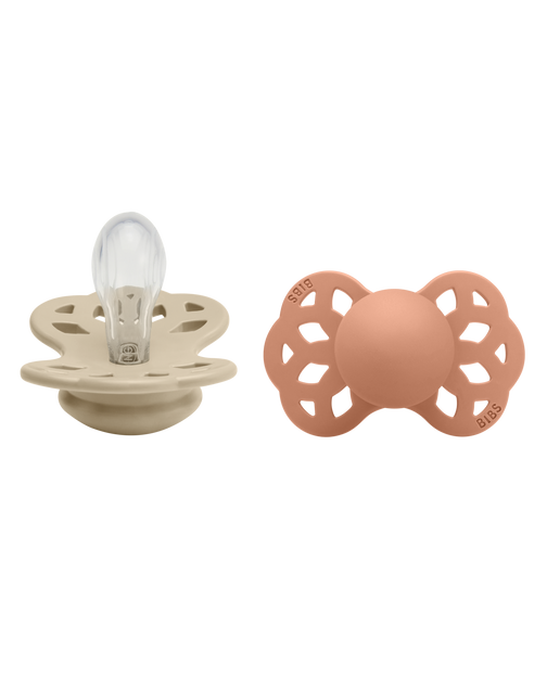 BIBS Chupete Tamaño 1 Silicona Simétrico Vainilla/Melocotón 2pcs