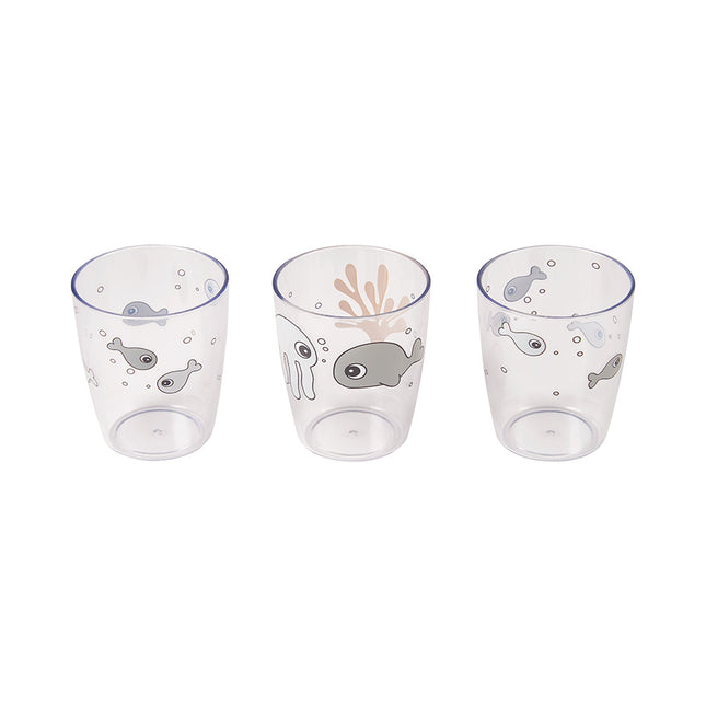 Done by Deer Taza de cristal Amigos del mar Mostaza/Gris 3pcs