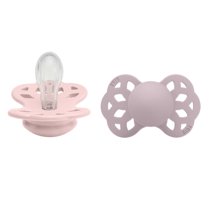 BIBS Chupete Tamaño 1 Silicona Simétrico Flor/Lila Oscuro 2pcs