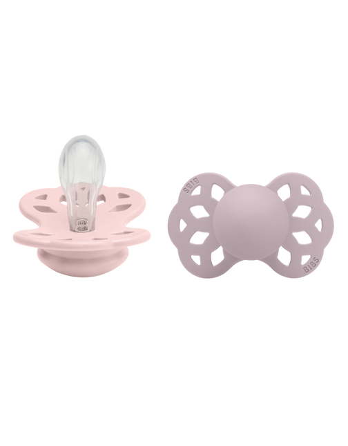 BIBS Chupete Tamaño 1 Silicona Simétrico Flor/Lila Oscuro 2pcs