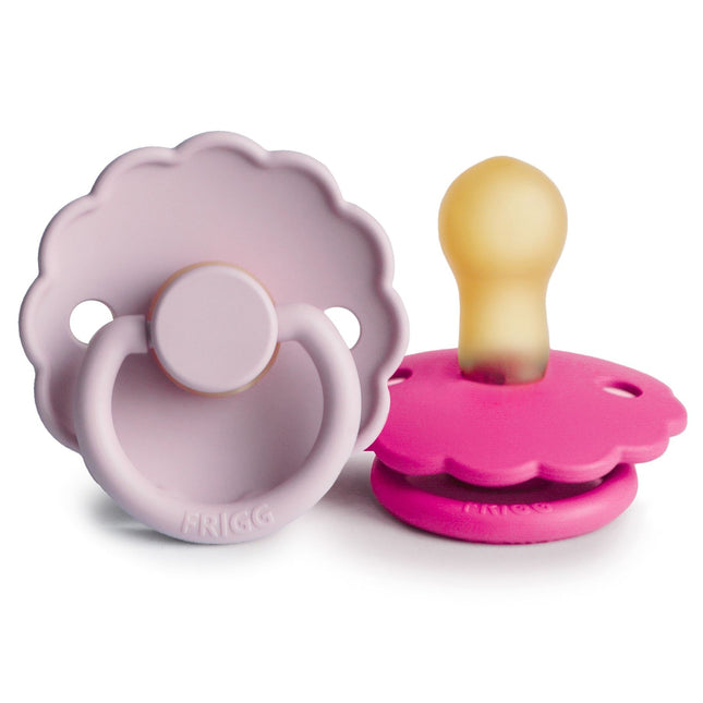 Chupete Frigg Tamaño 1 Daisy Suave Lila/Fucsia Látex Paquete de 2