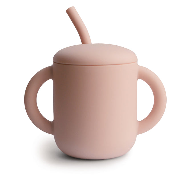 Vaso con pajita Mushie Blush