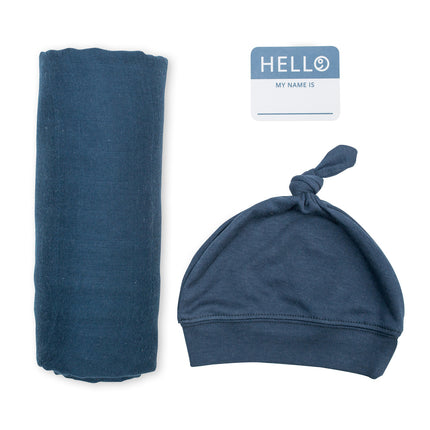 Lulujo Paño Hidrófilo Con Gorro Y Pegatina Azul Marino