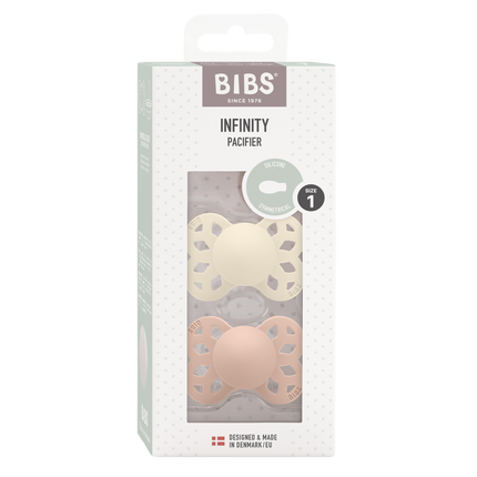 BIBS Chupete Tamaño 1 Silicona Simétrico Marfil/Cepillo 2pcs