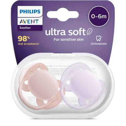 Philips Avent Chupete +0 Meses Suave Gris/Rosa