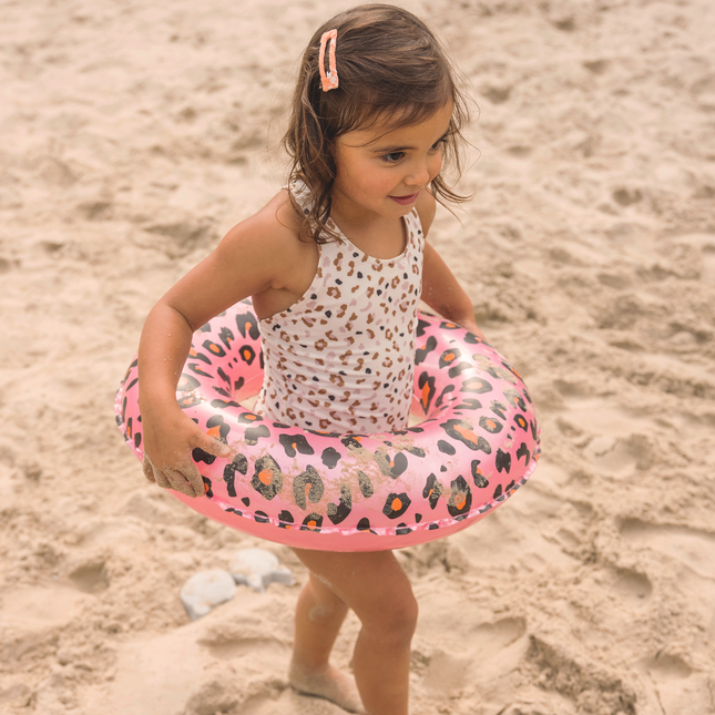 Swim Essentials Banda de Natación Infantil Estampado Leopardo Rosa 55Cm