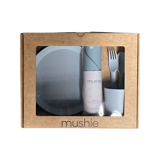 Mushie Giftbox Vajilla Infantil Redonda Azul Polvo