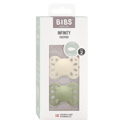 BIBS Chupete Tamaño 2 Silicona Simétrico Marfil/Salvia 2pcs