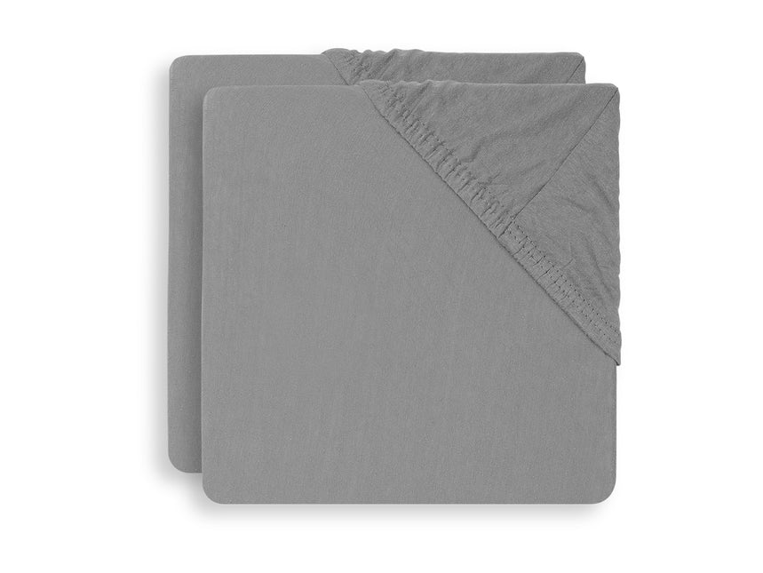 Jollein Sábana Ajustable Jersey Box Colchón Gris Tormenta 75x95cm 2pcs