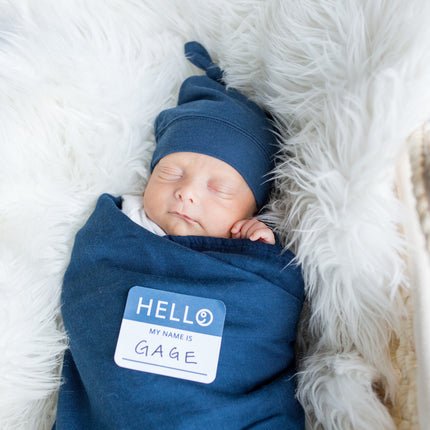 Lulujo Paño Hidrófilo Con Gorro Y Pegatina Azul Marino