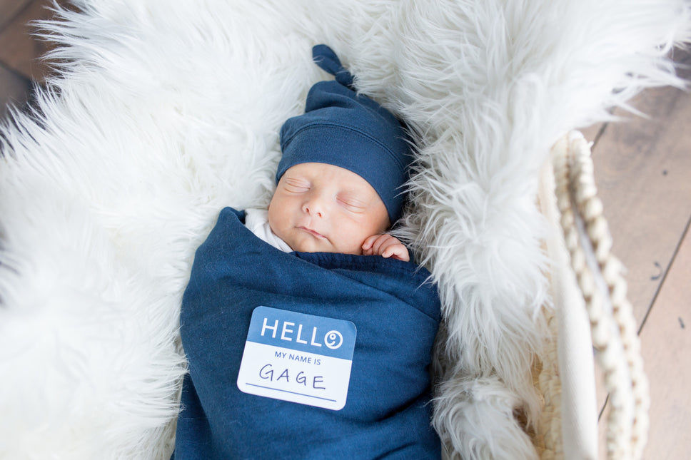 Lulujo Paño Hidrófilo Con Gorro Y Pegatina Azul Marino