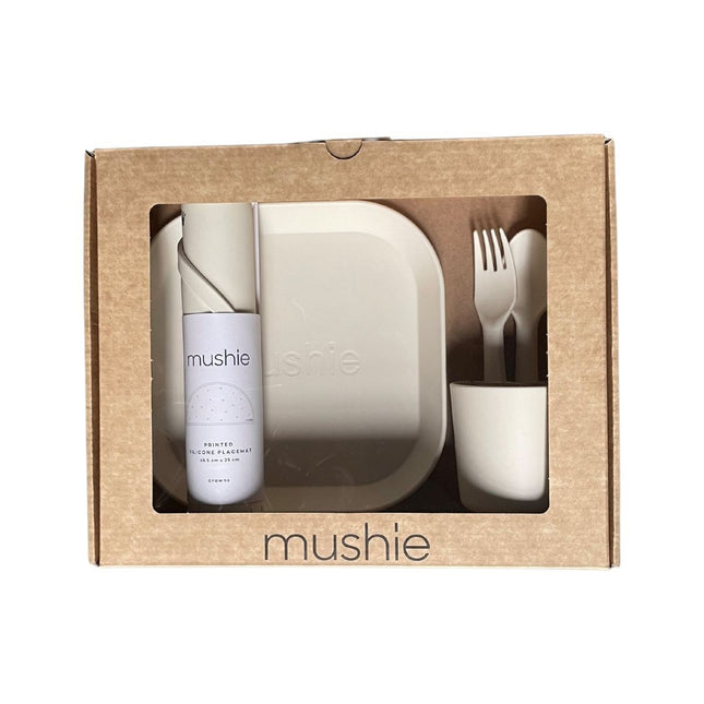 Mushie Giftbox Vajilla Infantil Cuadrada Marfil