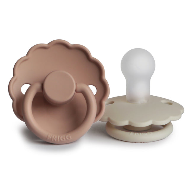 Paquete de 2 tetinas de silicona Frigg tamaño 1 Daisy Blush/Crema