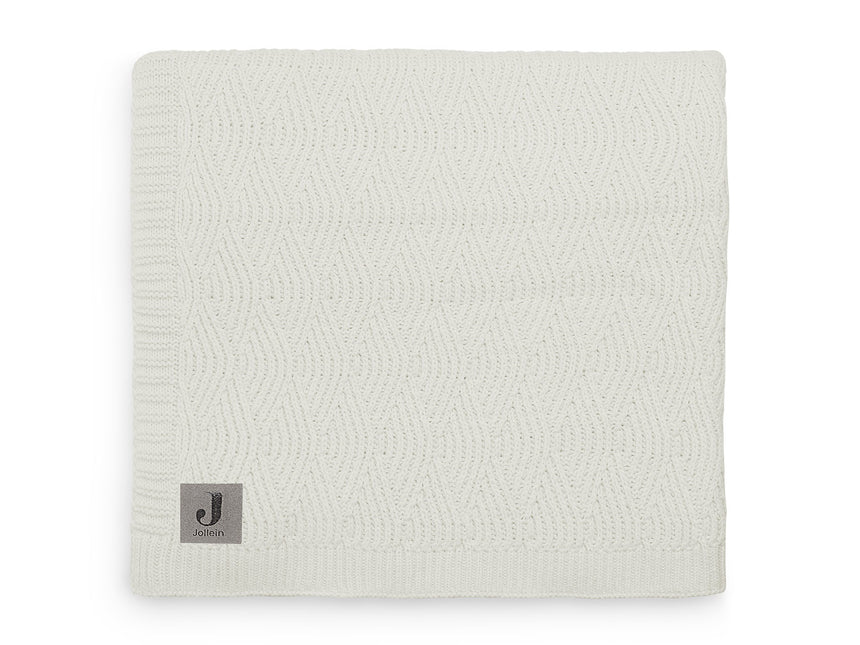 Manta de cama Jollein River Knit Crema Blanco 100x150cm