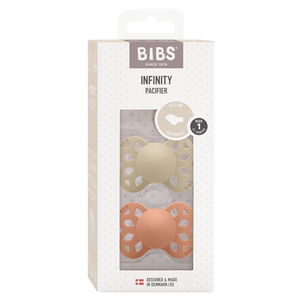 BIBS Chupete Tamaño 1 Silicona Anatómico Vainilla/Melocotón 2pcs