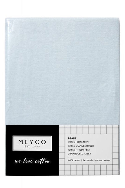 Meyco Sábana Ajustable Jersey Azul Claro 70x140/150 cm 2pcs