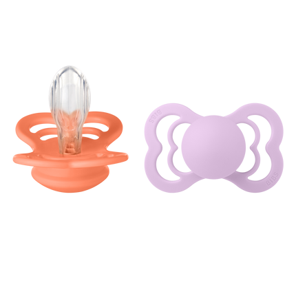 BIBS Tetina Tamaño 2 Silicona Suprema Papaya/Cielo Violeta 2pcs