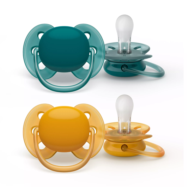 Philips Avent Chupete Suave +6 Meses Verde/Amarillo 2pcs