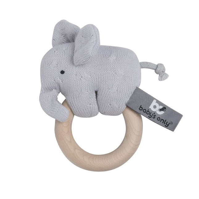 Sonajero Elefante de Madera para Bebé Plata/Gris