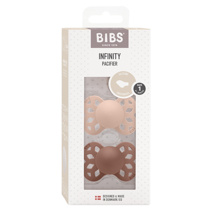 BIBS Chupete Tamaño 1 Silicona Anatómico Blush/Woodchuck 2pcs