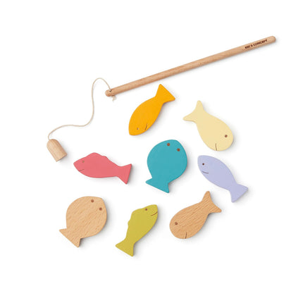 Concepto infantil Juego de pesca Madera