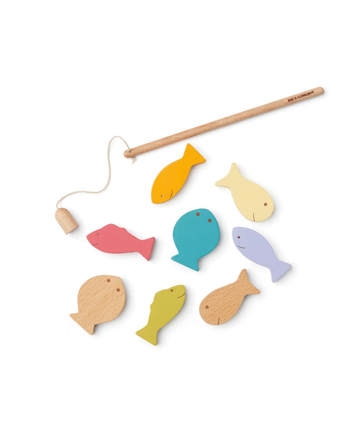 Concepto infantil Juego de pesca Madera