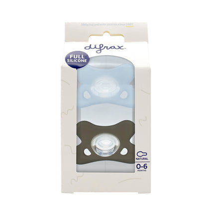 Difrax Chupete 0-6 Silicona Set De 2 Azul / Gris