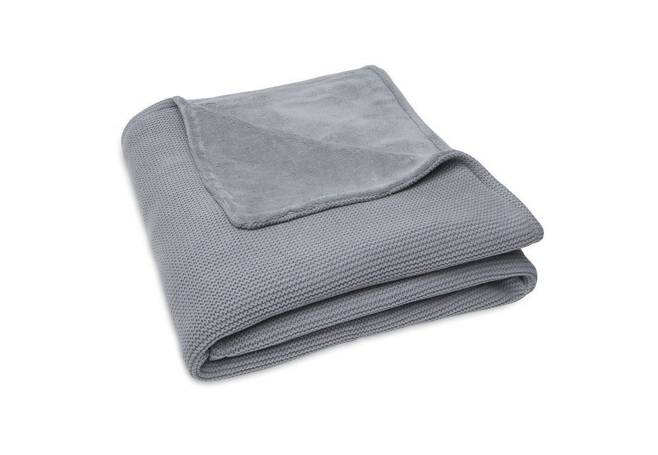 Manta para cama Jollein Basic Knit Stone Grey/Fleece 100x150cm