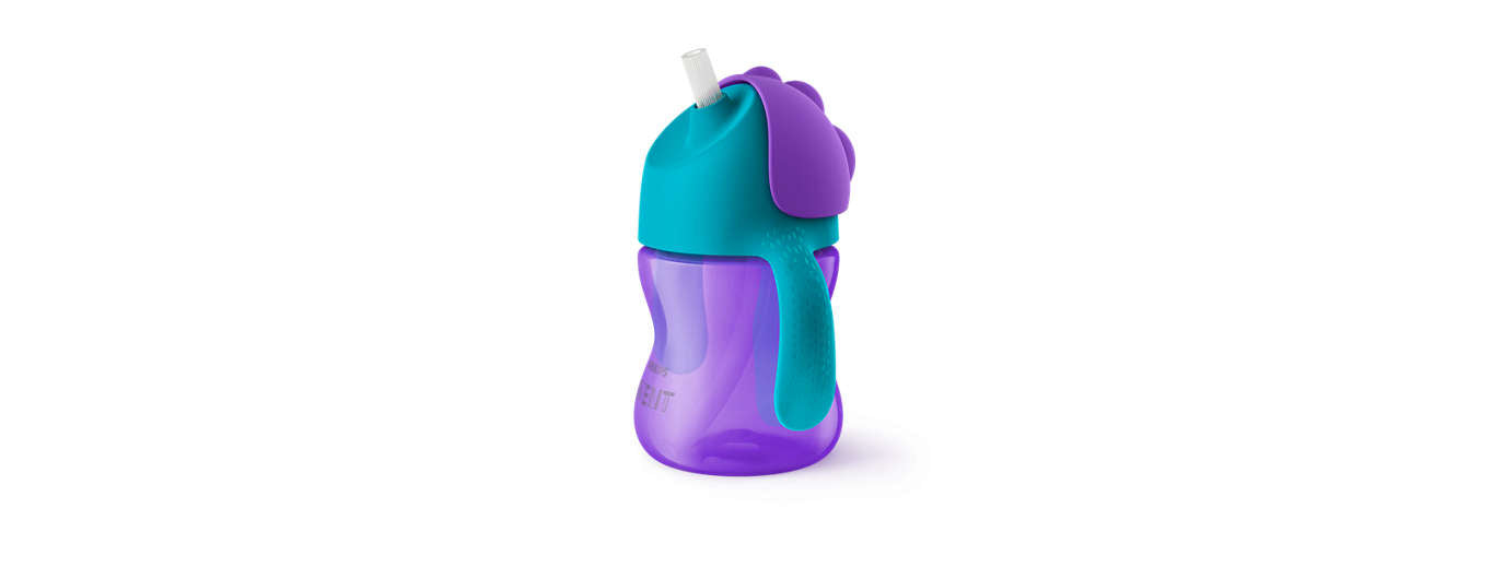 Philips Avent Vaso con pajita 200 ml 9m+ Morado