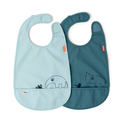 Done by Deer Babero Con Velcro Deer Friends Azul 2pcs