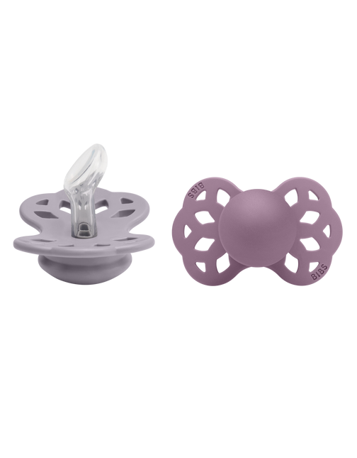 BIBS Tetina Tamaño 1 Silicona Anatómica Fósil Gris/Mauve 2pcs