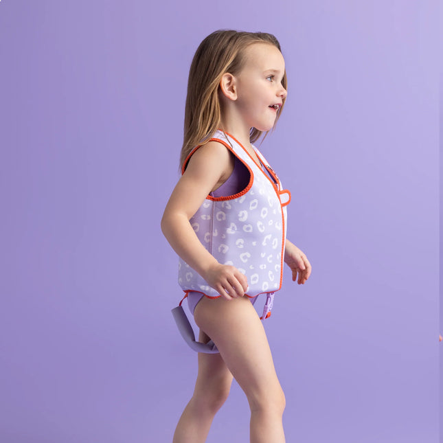 Swim Essentials Chaleco de baño Lila Leopardo 3-6 Años