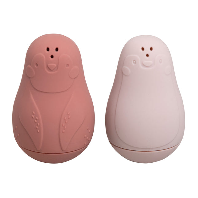 Juguetes de baño sólo para bebés Pengu√ØNs Rojo Piedra/Rosa Viejo 2pcs